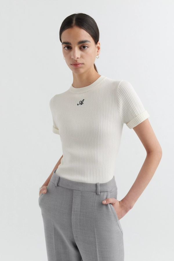 Axel Arigato Ecru Kunnia Neulottu T-paita