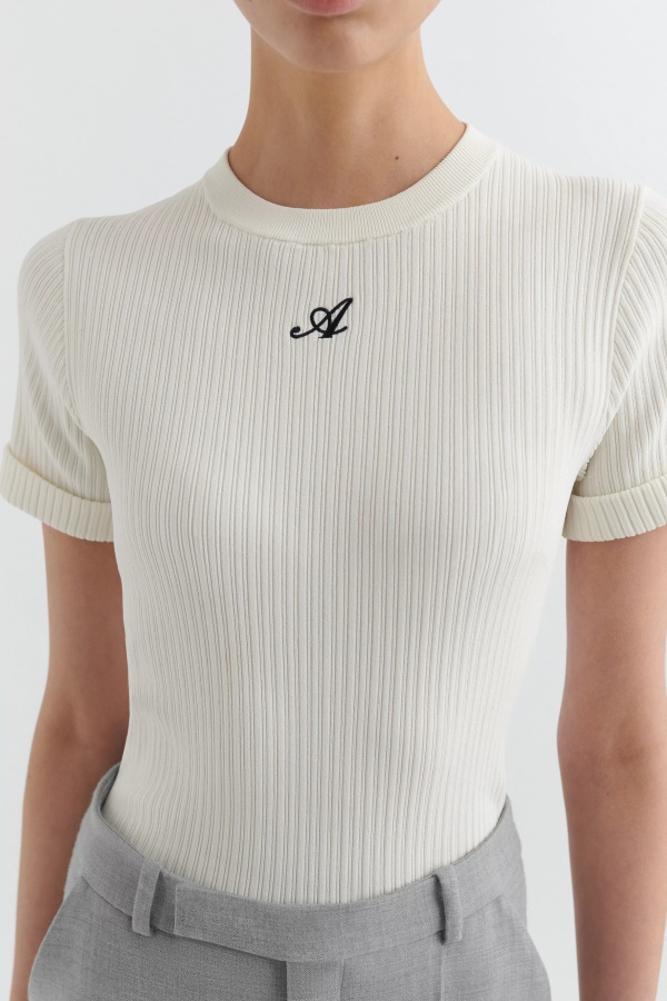 Axel Arigato Ecru Kunnia Neulottu T-paita