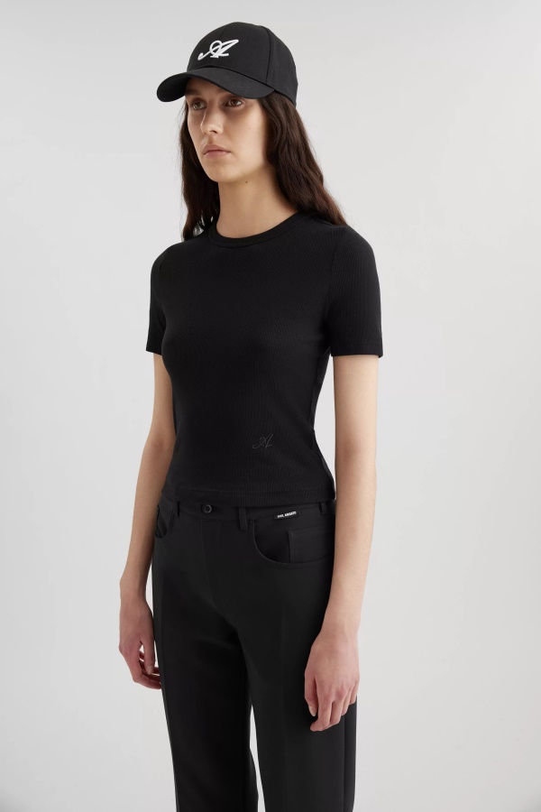 Axel Arigato Musta Signature Slim Rib T-paita